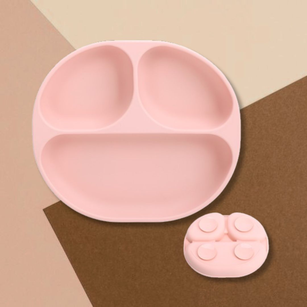 Silicone Square Suction Plate - Pink
