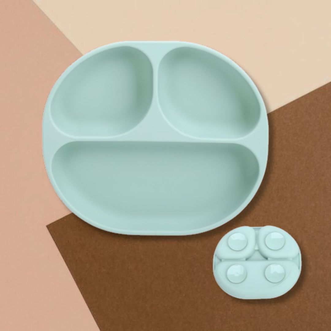 Silicone Square Suction Plate - Blue