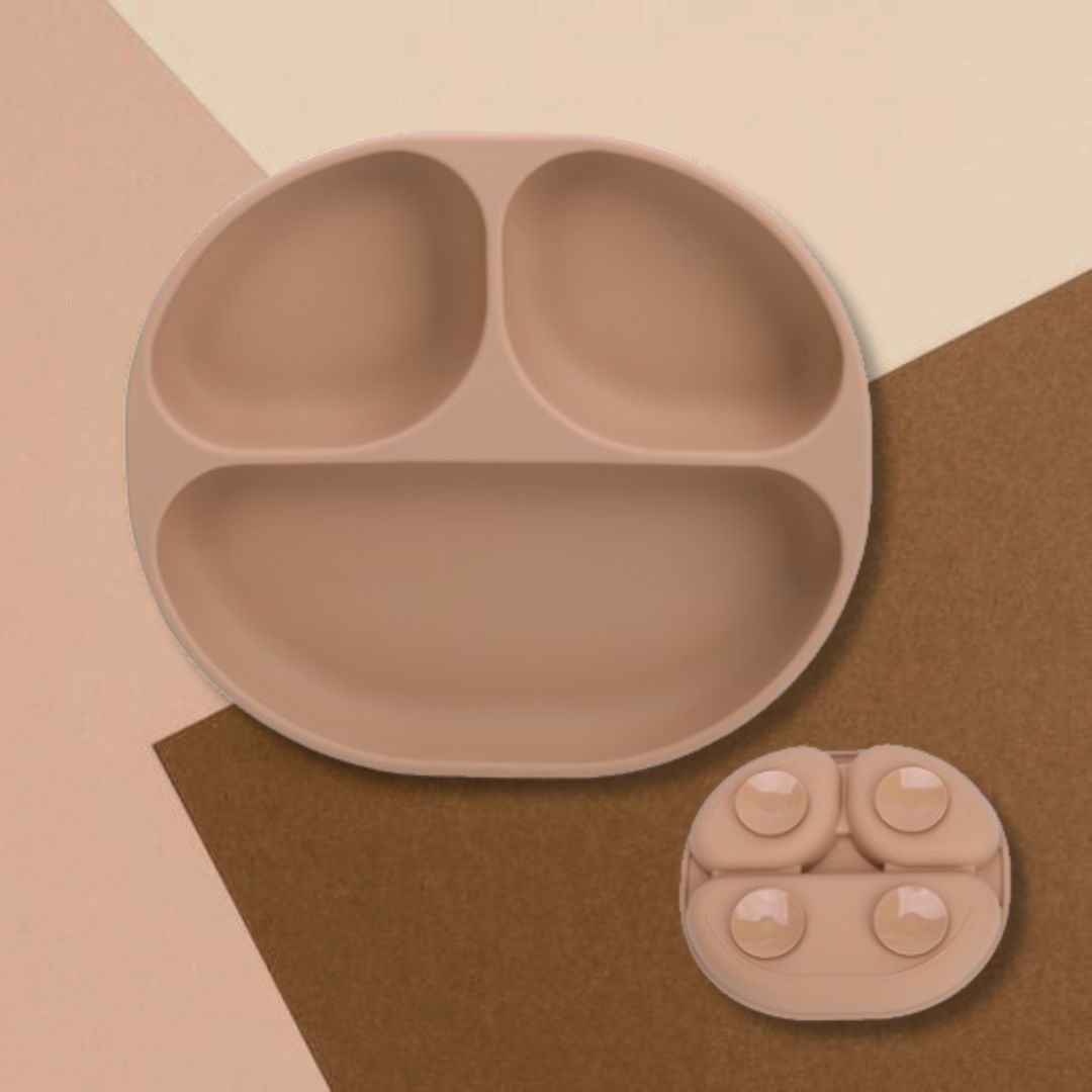Silicone Square Suction Plate - Caramel