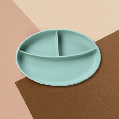 Silicone Oval Suction Plate - Blue