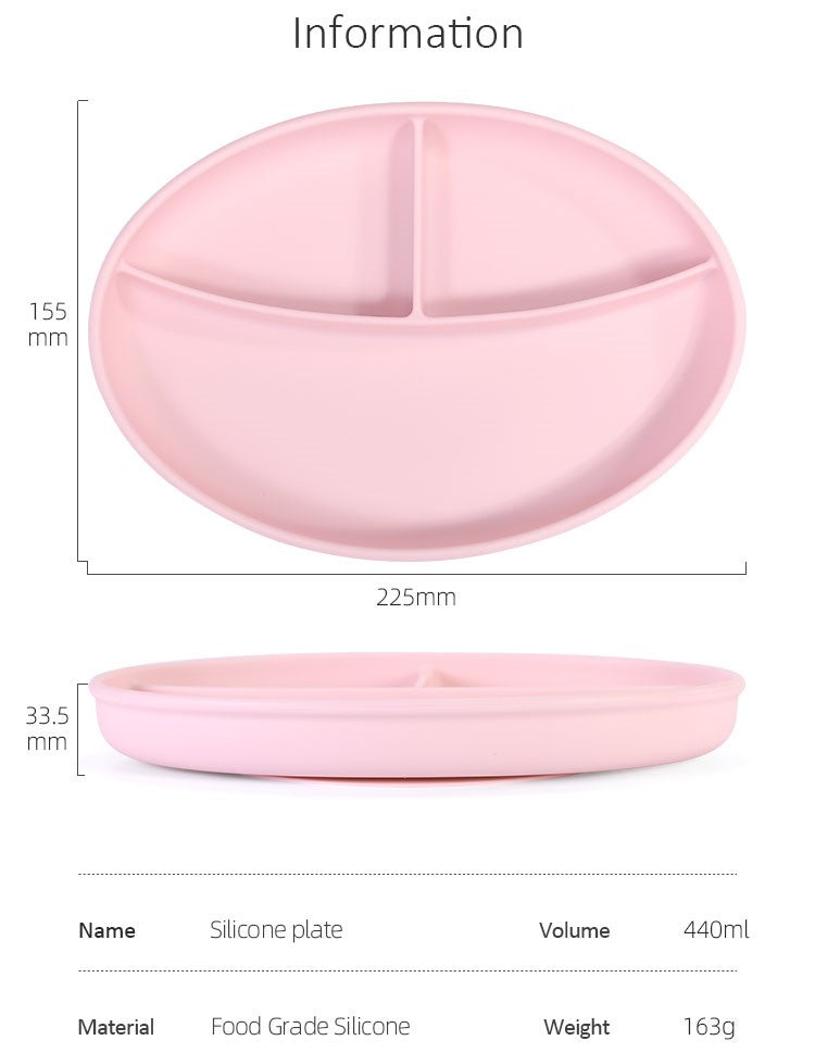 Silicone Oval Suction Plate - Pink