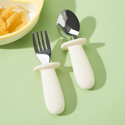 Stainless Steel and Silicon Cutlery Set - White