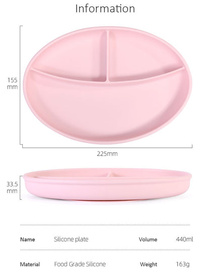 Silicone Oval Suction Plate - Pink